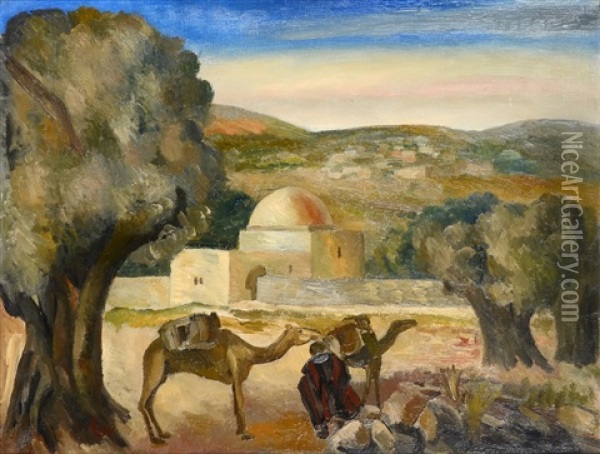 Paysage Orientaliste Oil Painting - Adolphe Aizik Feder