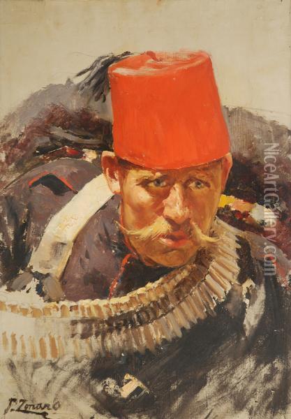 Soldato Con Fez Rosso Oil Painting - Fausto Zonaro
