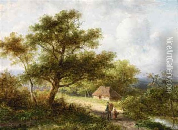 A Summer Landscape Near Bloemendaal Oil Painting - Jan Evert Morel the Younger