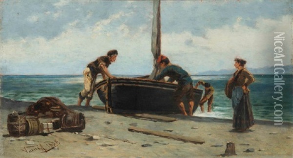 Pescatori Oil Painting - Antonio Varni