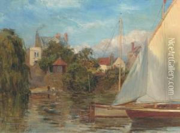 On The Thames At Twickenham Oil Painting - John Seymour Lucas
