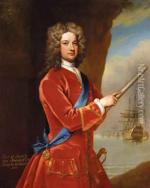 Portrait of Admiral James Berkeley, 3rd Earl of Berkeley (1680 - 1736) Oil Painting - Sir Godfrey Kneller