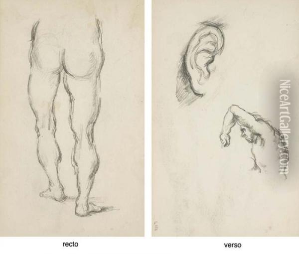 D'apres Luca Signorelli: Etude 
De Jambes (recto); Etudes: Une Oreille Et Figure D'un Homme (verso) Oil Painting - Paul Cezanne