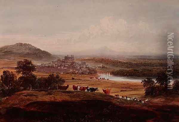 Hay-on-Wye, Herefordshire, c.1830-40 Oil Painting - David Cox