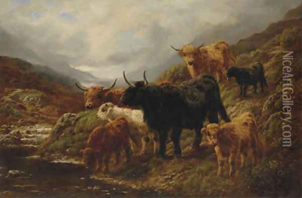 Evening in the Glen Oil Painting - Robert Watson