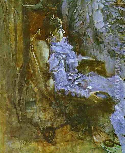 Lady in a Violet Dress (Portrait of Nadezhda Zabela-Vrubel, the Artist's Wife). Unfinished, 1901 Oil Painting - Mikhail Aleksandrovich Vrubel