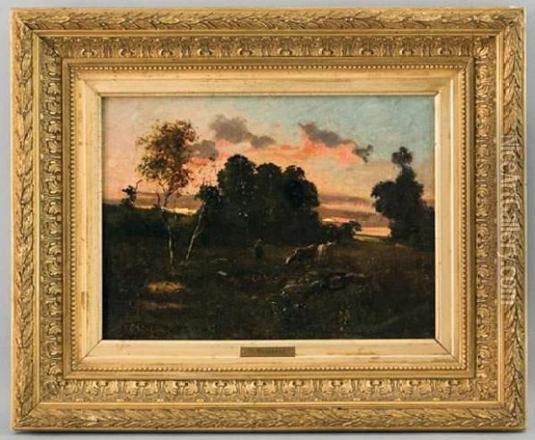 Paysanne Et Sesvaches Oil Painting - Theodore Rousseau