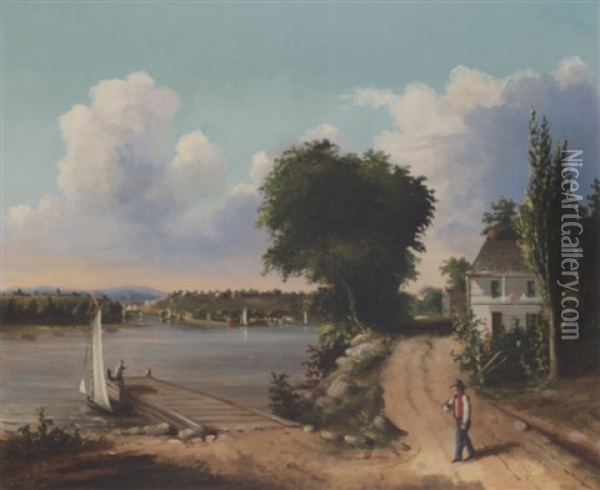 Catskill On Hudson Oil Painting - Albertus Del Orient Browere
