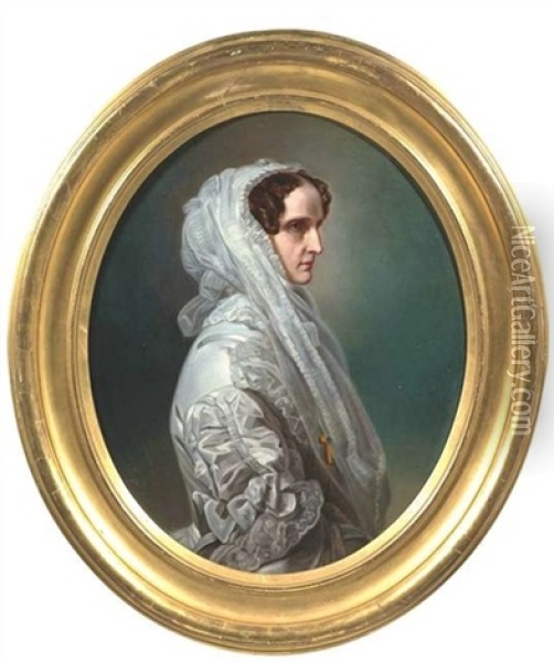 Portrait Der Zarin Alexandra Feodorowna Von Russland, Gemahlin Des Zaren Nikolaus I., Mutter Der Konigin Olga Von Wurttemberg Oil Painting - Minna Pfueller