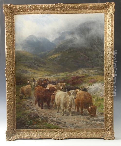Highland Drove In Glencoe Oil Painting - H. Garland