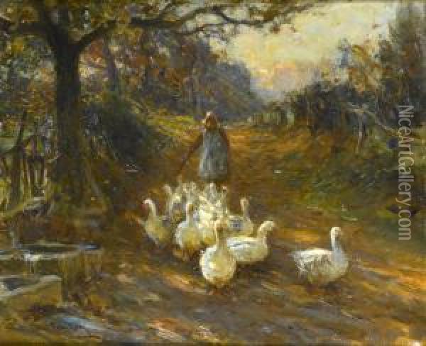 The Goose Girl Oil Painting - Frederick Stuart Richardson