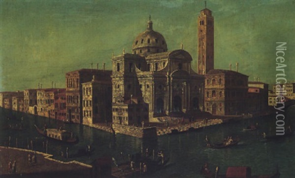 Venice, A View Of The Church Of San Geremia And The Palazzo Labio At The Entrance To The Cannaregio Oil Painting - Francesco Albotti