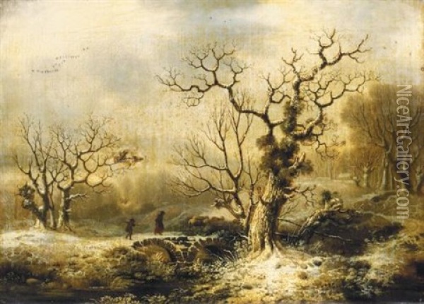 A Winter Landscape Oil Painting - George Smith of Chichester