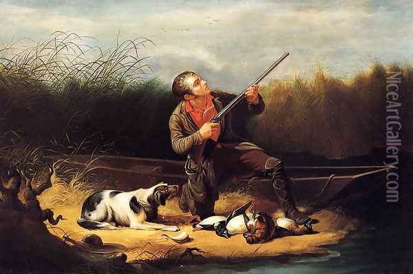 Wild Duck Shooting - On the Wing Oil Painting - William Tylee Ranney