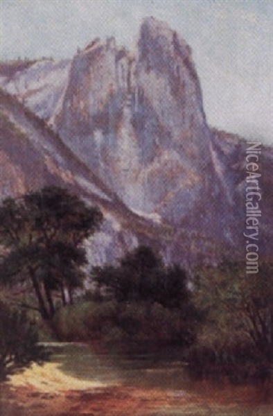 Yosemite Falls, Dry Oil Painting - Frank Henry Shapleigh