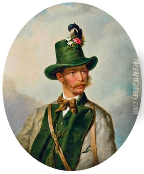 Kaiser Franz Joseph I Oil Painting - Josef Kriehuber
