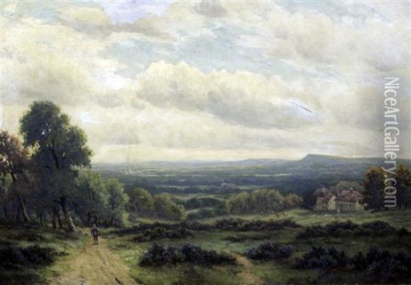 The Vale Of Eshing, Near Guildford Oil Painting - Richard William Halfnight