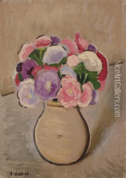 Bouquet Dans Un Vase De Terre Oil Painting - Alfred Lesbros
