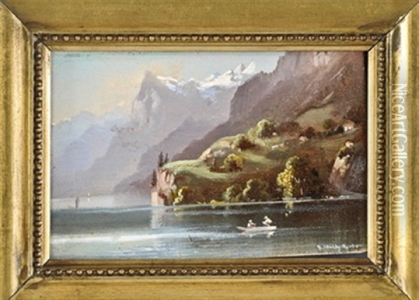 Alpine Landschaft Mit Bergsee Oil Painting - Hubert Sattler