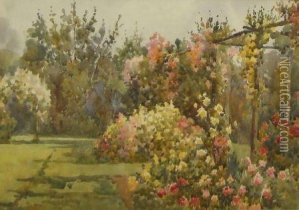 A Floral Garden Oil Painting - William James Grant