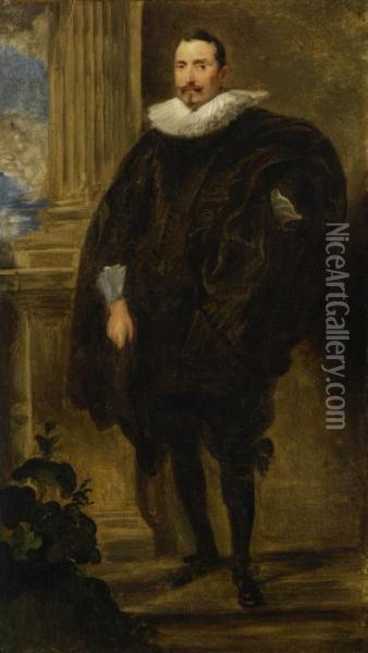 Portrat Eines Vornehmen Mannes In Ganzer Figur. Oil Painting - Sir Anthony Van Dyck