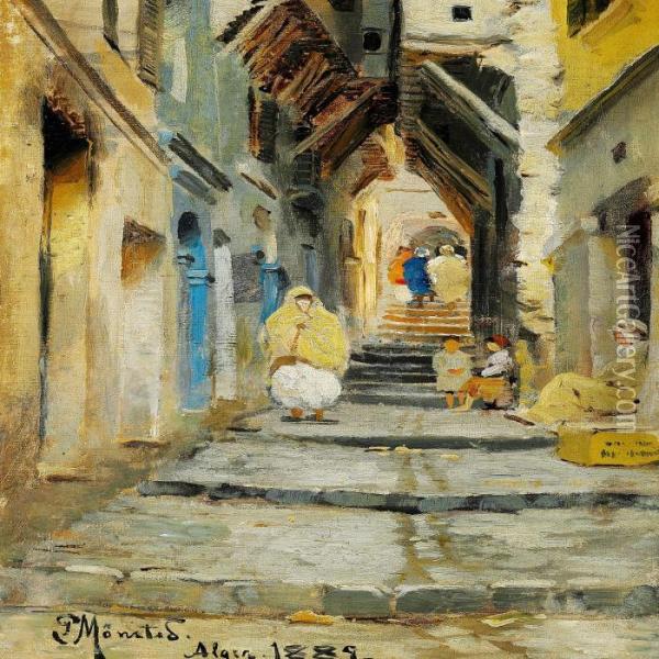 An Alley In Algiers Oil Painting - Peder Mork Monsted