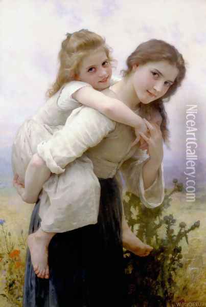 Fardeau Agreable [Not too Much to Carry] Oil Painting - William-Adolphe Bouguereau
