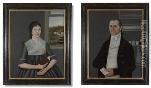 Portrait Of Major Daniel Coffin (+ Elizabeth Stone Coffin Of Newbury, Massachusett; Pair) Oil Painting - John Brewster Jr.