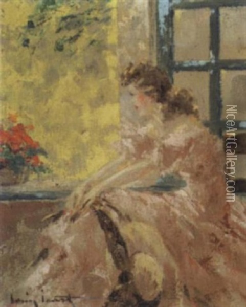Elegante A Sa Fenetre Oil Painting - Louis Icart