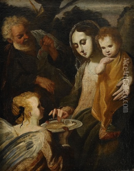 Heliga Familjen Oil Painting - Ludovico Carracci