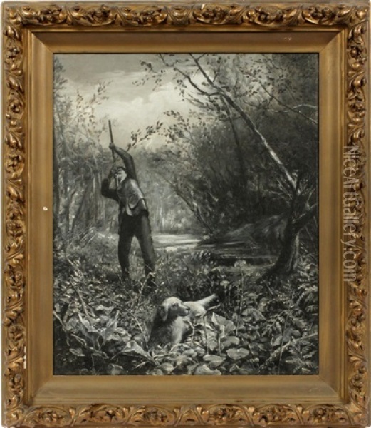 Hunter In Landscape Oil Painting - Robert B. Hopkin