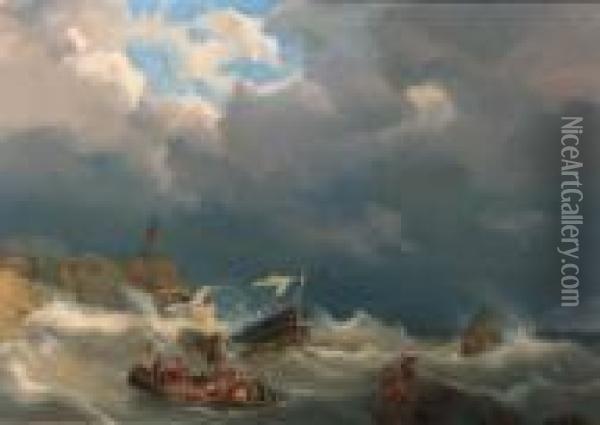 To The Rescue Oil Painting - Pieter Cornelis Dommershuijzen