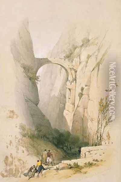 Triumphal Arch crossing the Ravine leading to Petra, plate 95 from Volume III of The Holy Land, engraved by Louis Haghe 1806-85 pub. 1849 Oil Painting - David Roberts