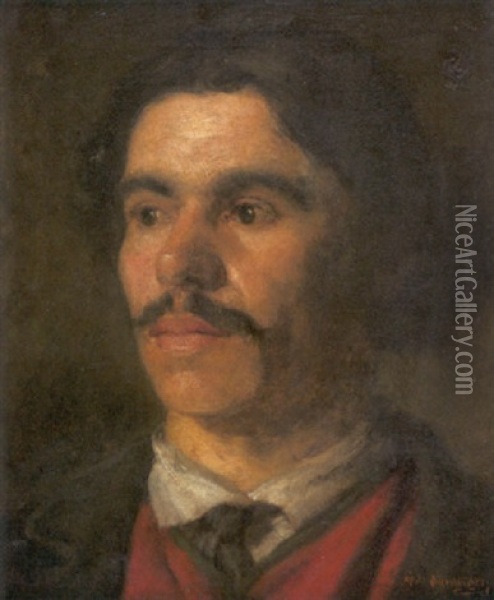 Portrait Eines Jungen Mannes Oil Painting - Mihaly Munkacsy