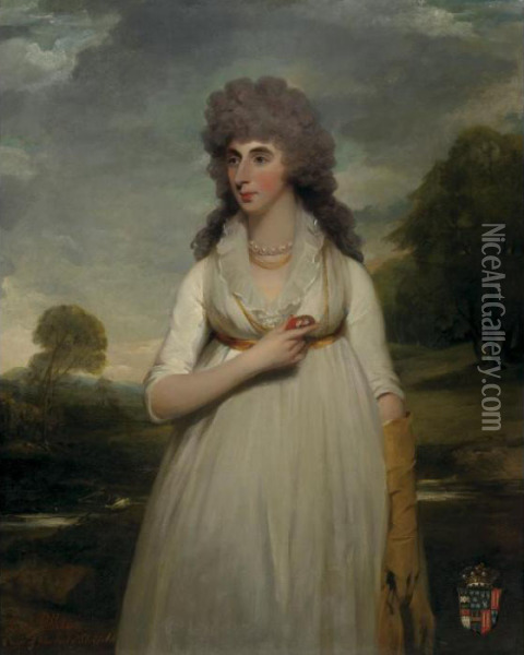 Portrait Of Lucy Pelham, Second Wife Of John Earl Of Shelfield Oil Painting - Martin Archer Shee