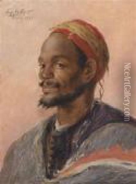 Portrait Of A Moroccan Oil Painting - Ferdinand Willaert