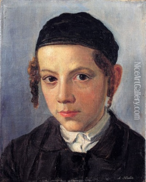 Yeshiva Boy Oil Painting - Lazar Krestin