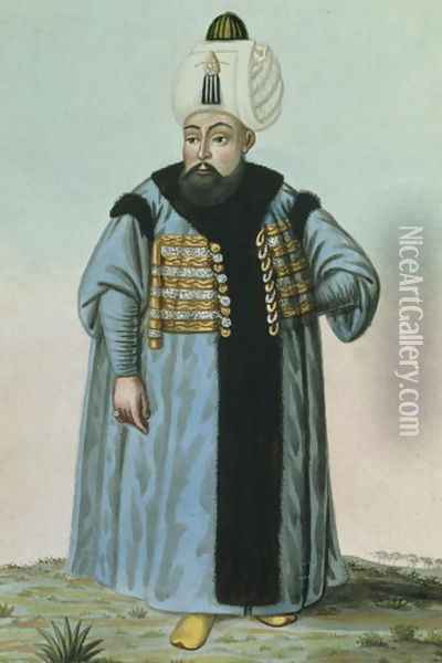 Selim II (1524-74) called 'Sari', the Blonde or the Sot, Sultan 1566-74, from A Series of Portraits of the Emperors of Turkey, 1808 Oil Painting - John Young