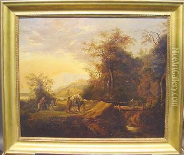 Travelers In A Landscape Oil Painting - Jan Gabrielsz. Sonje