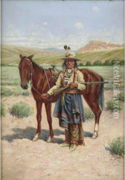 Oklahoma Buck Oil Painting - John Hauser
