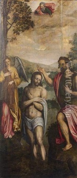 The Baptism Of Christ Oil Painting - Juan (El Mudo) Fernandez de Navarrete