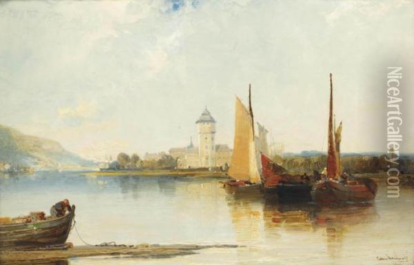 Oberlahnstein, On The Rhine Oil Painting - Arthur Joseph Meadows