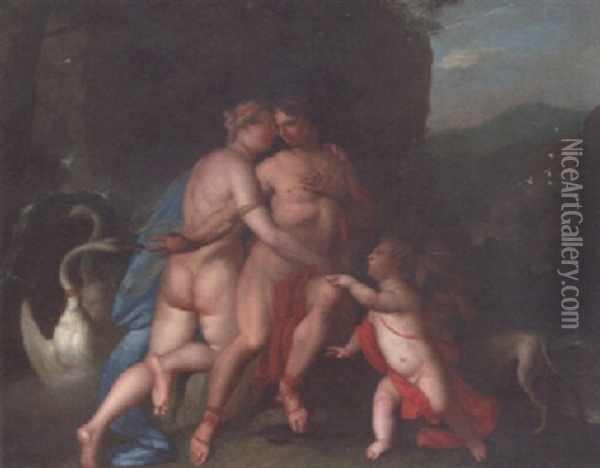 Venus And Adonis Oil Painting - Andries Cornelis Lens
