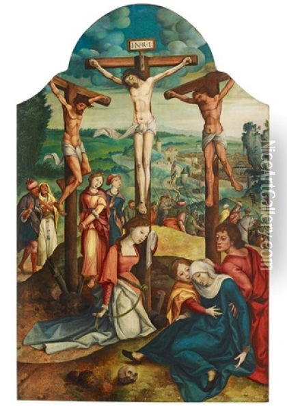 The Crucifixion Of Christ Oil Painting - Jan Van Scorel