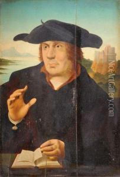 Portrait D'homme Sur Fond De Paysage Oil Painting - Joos Van Cleve