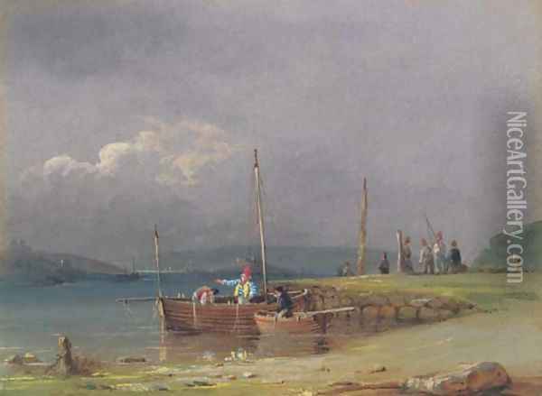Plymouth Hoe and Drake's Island from Cremyll Point Oil Painting - Nicholas Condy