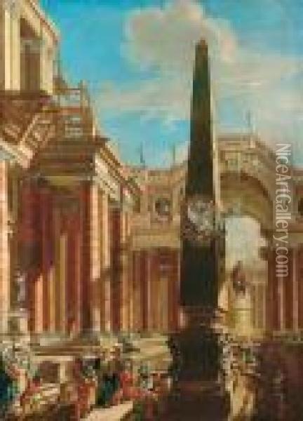 Capriccio Architettonico Con Cleopatra Oil Painting - Antonio Joli