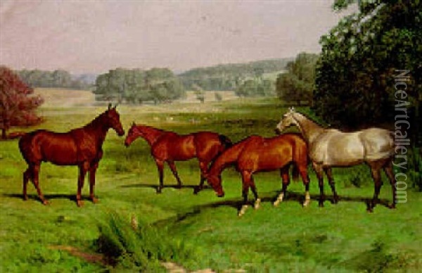 Hunters Oil Painting - Basil Nightingale