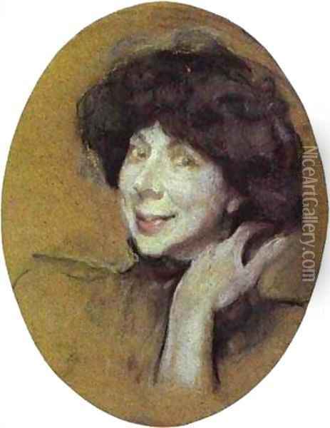 Portrait Of Anna Benois 1908 Oil Painting - Valentin Aleksandrovich Serov
