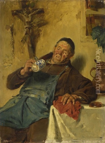 Der Letzte Tropfen Oil Painting - Hugo Kotschenreiter
